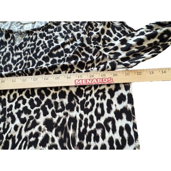 CJ Banks XL Animal Print Top Blouse Womens Leopard Career Cheetah 1X Work Office - Picture 8 of 11